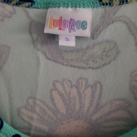 EUC LULAROE Nicole emerald green floral skirt dress (S > 6-8) - Picture 5 of 8